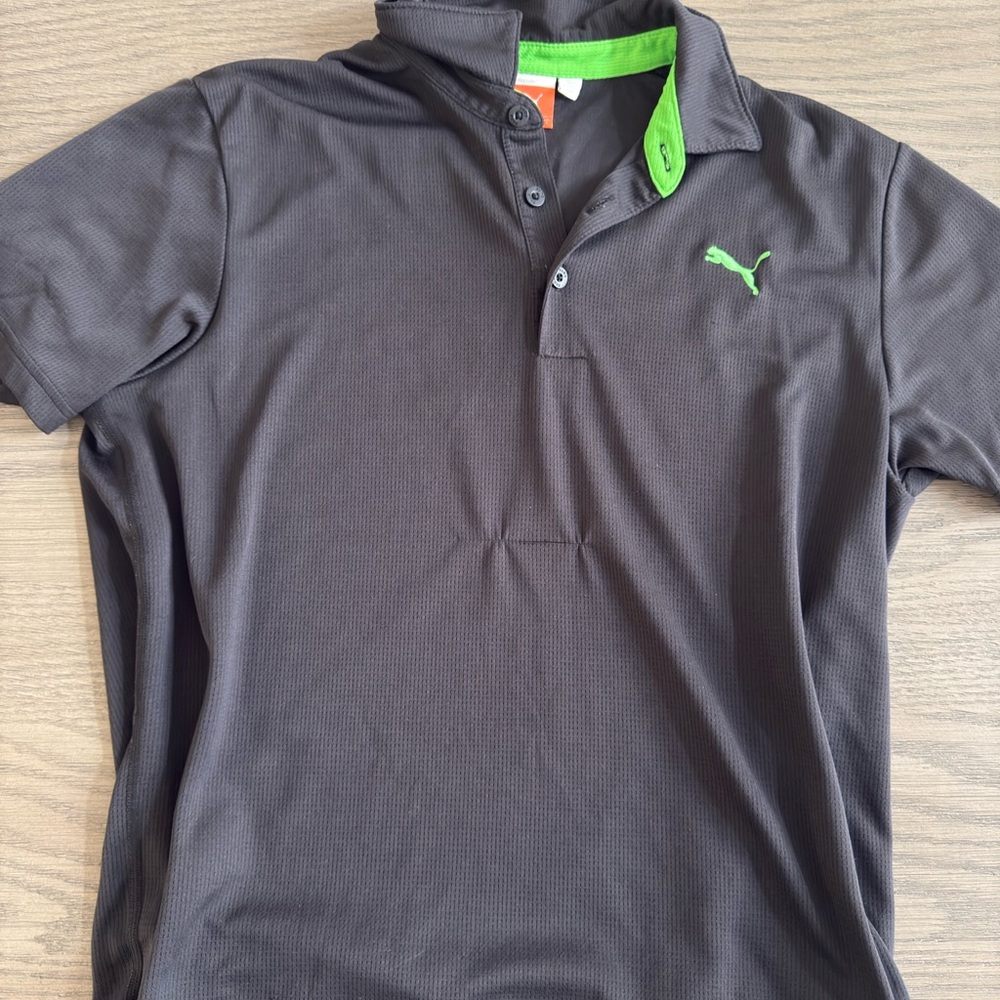 Puma Men’s Golf Polo Shirt Black Green Size M